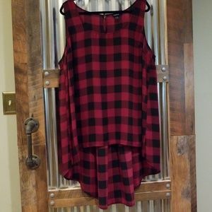 Torrid plaid hi-lo georgette top EUC size 3x